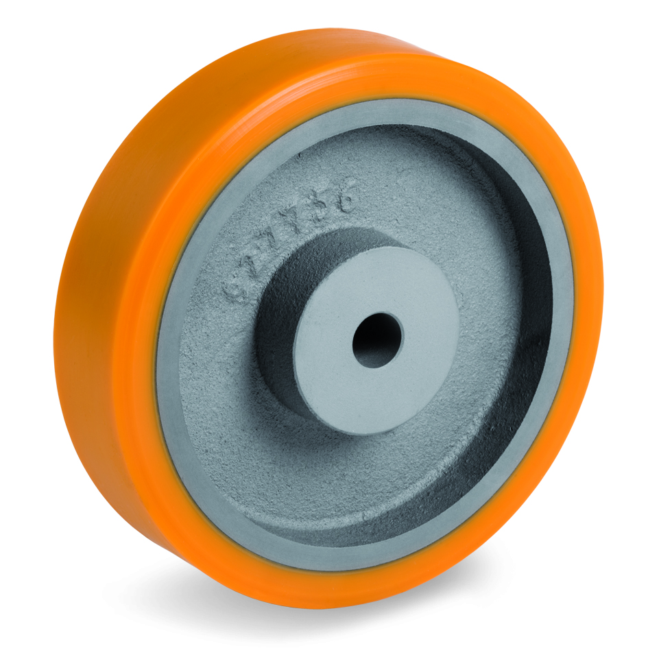 Колесо большегрузное полиуретановое без кронштейна Tellure Rota 641102, диаметр 100 мм, нагрузка 300 кг, втулка с возможностью выреза